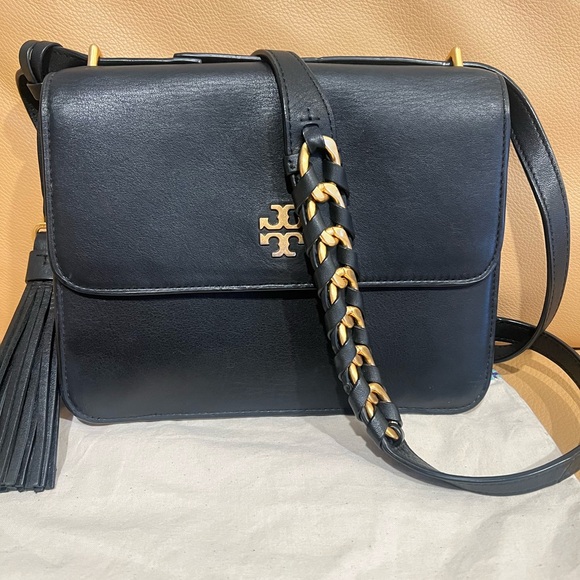 Tory Burch Navy Leather Crossbody with Gold Details - Picture 1 of 7